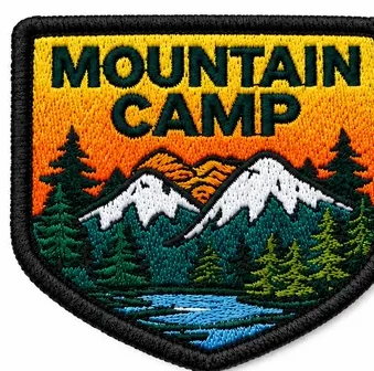 Embroidered badge with dense stitch fill