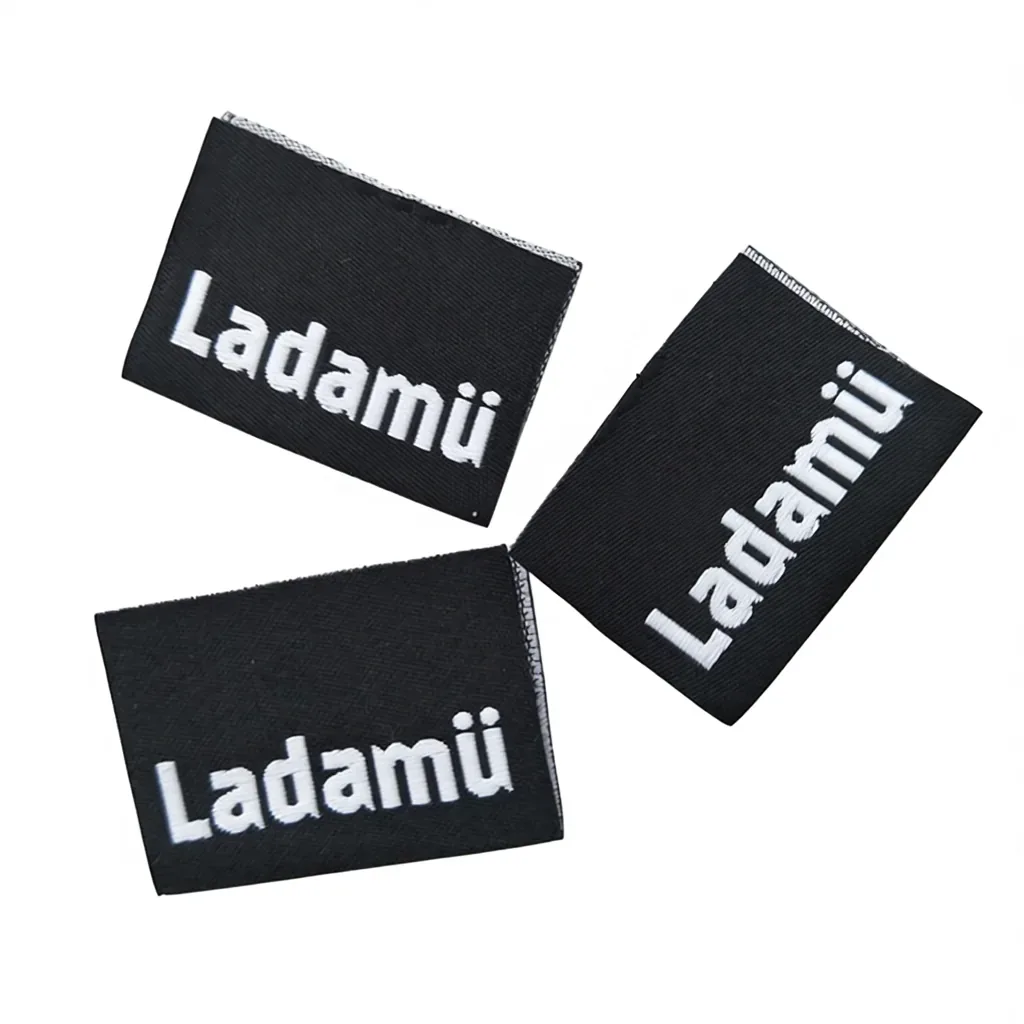 High-density black damask labels